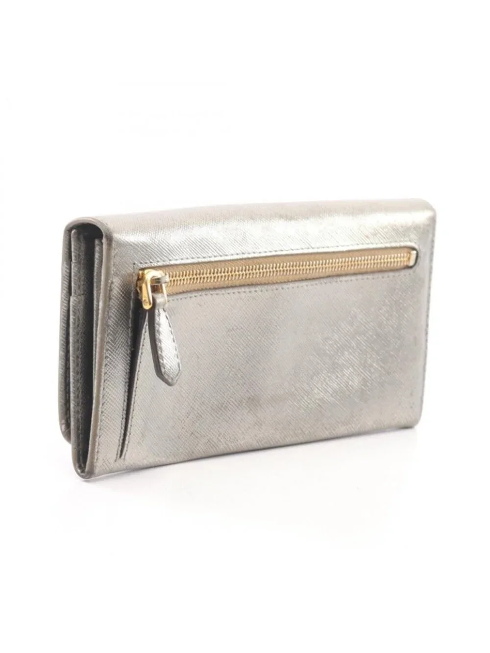 Prada Bifold Wallet Silver Leather